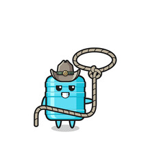 the gallon water bottle cowboy with lasso rope
