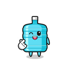 Obraz premium gallon water bottle character doing Korean finger heart
