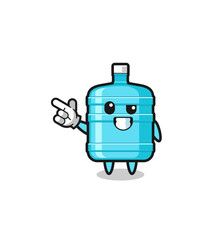 gallon water bottle mascot pointing top left