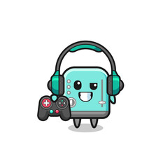 toaster gamer mascot holding a game controller