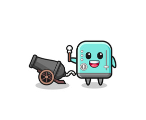 cute toaster shoot using cannon