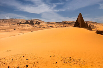 Fototapeta na wymiar Amazing pyramids of Meroe in the Sudan