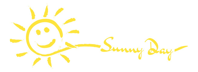 Summertime sun line art. Transparent PNG background.