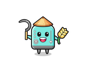 toaster Asian farmer holding paddy