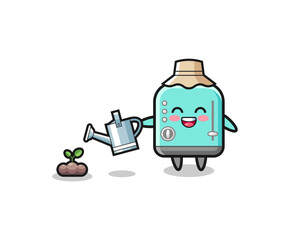 Obraz premium cute toaster is watering plant seeds