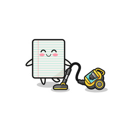 cute paper holding vacuum cleaner illustration