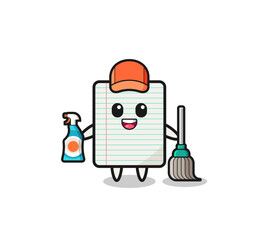 cute paper character as cleaning services mascot
