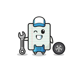 the paper character as a mechanic mascot