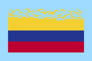 Fototapeta premium Colombia flag with freedom concept, Colombia flag transforming into flying birds vector
