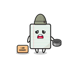 cute paper beggar cartoon character