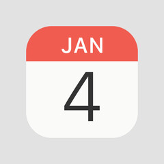 4 January icon isolated on background. Calendar symbol modern, simple, vector, icon for website design, mobile app, ui. Vector Illustration
