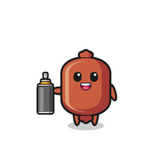 Fototapeta premium the cute sausage as a graffiti bomber