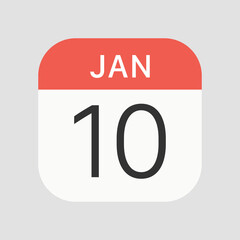 10 January icon isolated on background. Calendar symbol modern, simple, vector, icon for website design, mobile app, ui. Vector Illustration