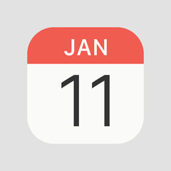 11 January icon isolated on background. Calendar symbol modern, simple, vector, icon for website design, mobile app, ui. Vector Illustration