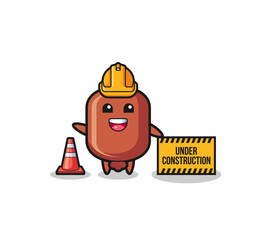 Fototapeta premium illustration of sausage with under construction banner
