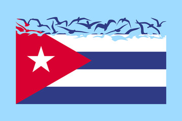 Cuba flag with freedom concept, Cuba flag transforming into flying birds vector