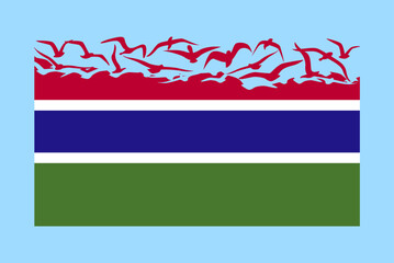 Gambia flag with freedom concept, Gambia flag transforming into flying birds vector