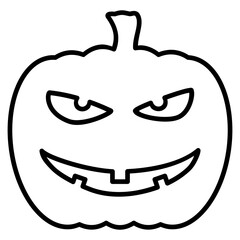 Halloween pumpkin outline icon. Symbol of happy halloween holiday. Squash vector illustration isolated on white background. Jack-o-lantern clipart.