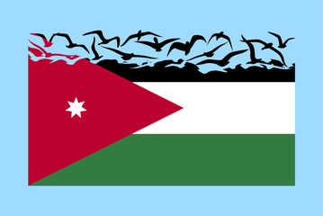 Jordan flag with freedom concept, Jordan flag transforming into flying birds vector