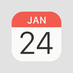 24 January icon isolated on background. Calendar symbol modern, simple, vector, icon for website design, mobile app, ui. Vector Illustration