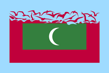 Maldives flag with freedom concept, Maldives flag transforming into flying birds vector