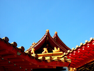 Asian culture concept-roof with beautiful decoration, famous heritage landmark, traditional ancient...