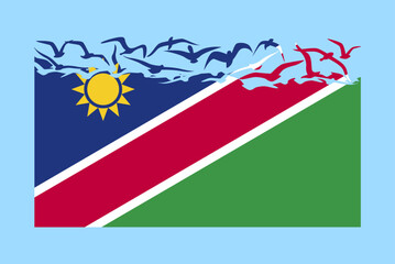 Namibia flag with freedom concept, Namibia flag transforming into flying birds vector