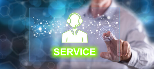 Man touching a service concept