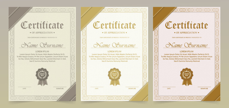 Certificate Appreciation Template With Vintage Gold Border
