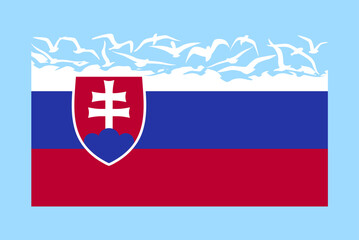 Slovakia flag with freedom concept, Slovakia flag transforming into flying birds vector