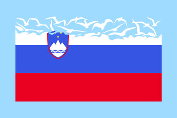 Slovenia flag with freedom concept, Slovenia flag transforming into flying birds vector