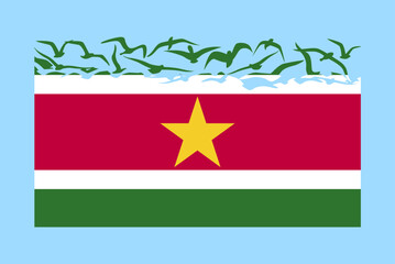 Suriname flag with freedom concept, Suriname flag transforming into flying birds vector