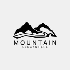 Mountain with river logo template