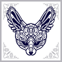 Fennec fox mandala arts isolated on white background