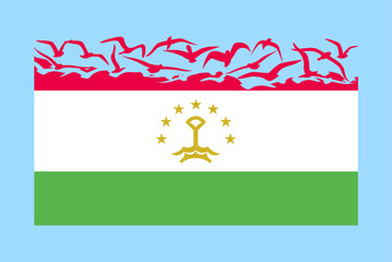 Tajikistan flag with freedom concept, Tajikistan flag transforming into flying birds vector