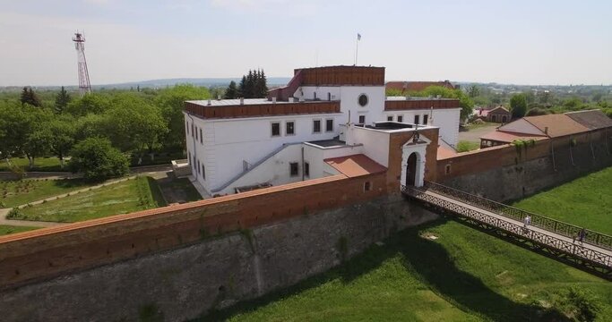 Beautiful aerial panorama view of Ukraine, the castle of the princes of Ostrozki