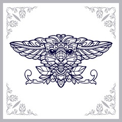 Fennec fox mandala arts isolated on white background