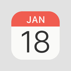 18 January icon isolated on background. Calendar symbol modern, simple, vector, icon for website design, mobile app, ui. Vector Illustration