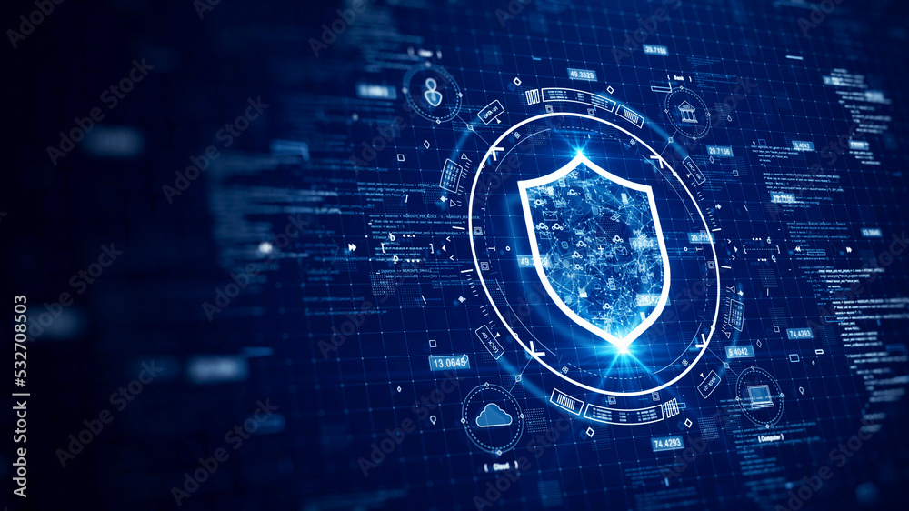 Leinwandbilder cybersecurity data protection digital technology concept internet network connection. icons and poly