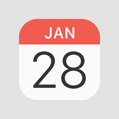 28 January icon isolated on background. Calendar symbol modern, simple, vector, icon for website design, mobile app, ui. Vector Illustration