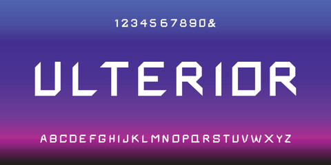 Futuristic alphabet letters and numbers