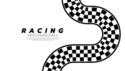 Abstract racing on white background. Checkered curve flag. Finish line banner vector. Success concept.