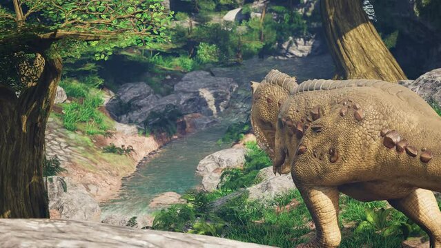 T-Rex Environment Jurassic World, Plants, River 3D Rendering Animation CGI 4K