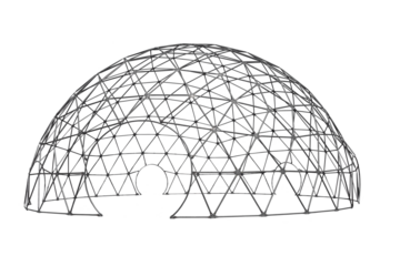 Spherical structured tent shell, just frame cut out on white bacground..
