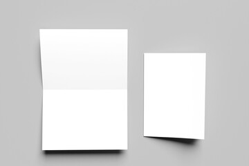 A4 half-fold brochure blank white template for mock up and presentation design. 3d rendering
