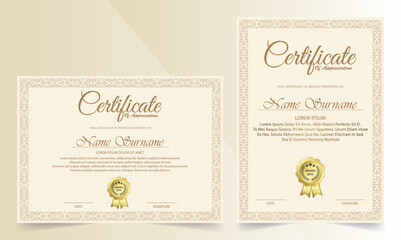 Certificate Appreciation Template With Vintage Gold Border
