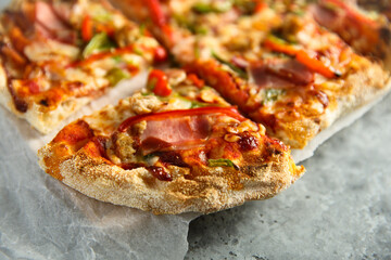 Traditional homemade meat pizza with capsicum