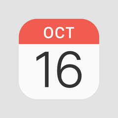 October 16 icon isolated on background. Date symbol modern, simple, vector, icon for website design, mobile app, ui. Vector Illustration