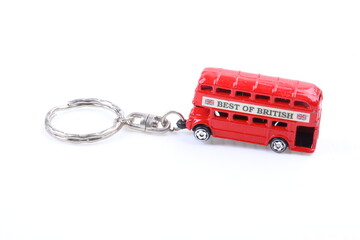 Key chains bus of British isolated on white background.