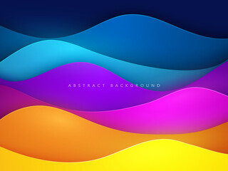 modern glowing colorful paper cut waves abstract background